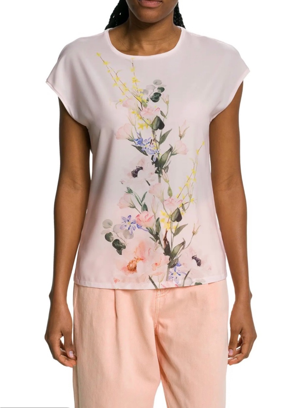 Ted Baker Women’s Selmaa Elegance Woven Front Tee floral Size 3(US 8/M) NEW